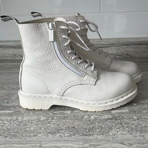 White Monochrome Dr Martens boots